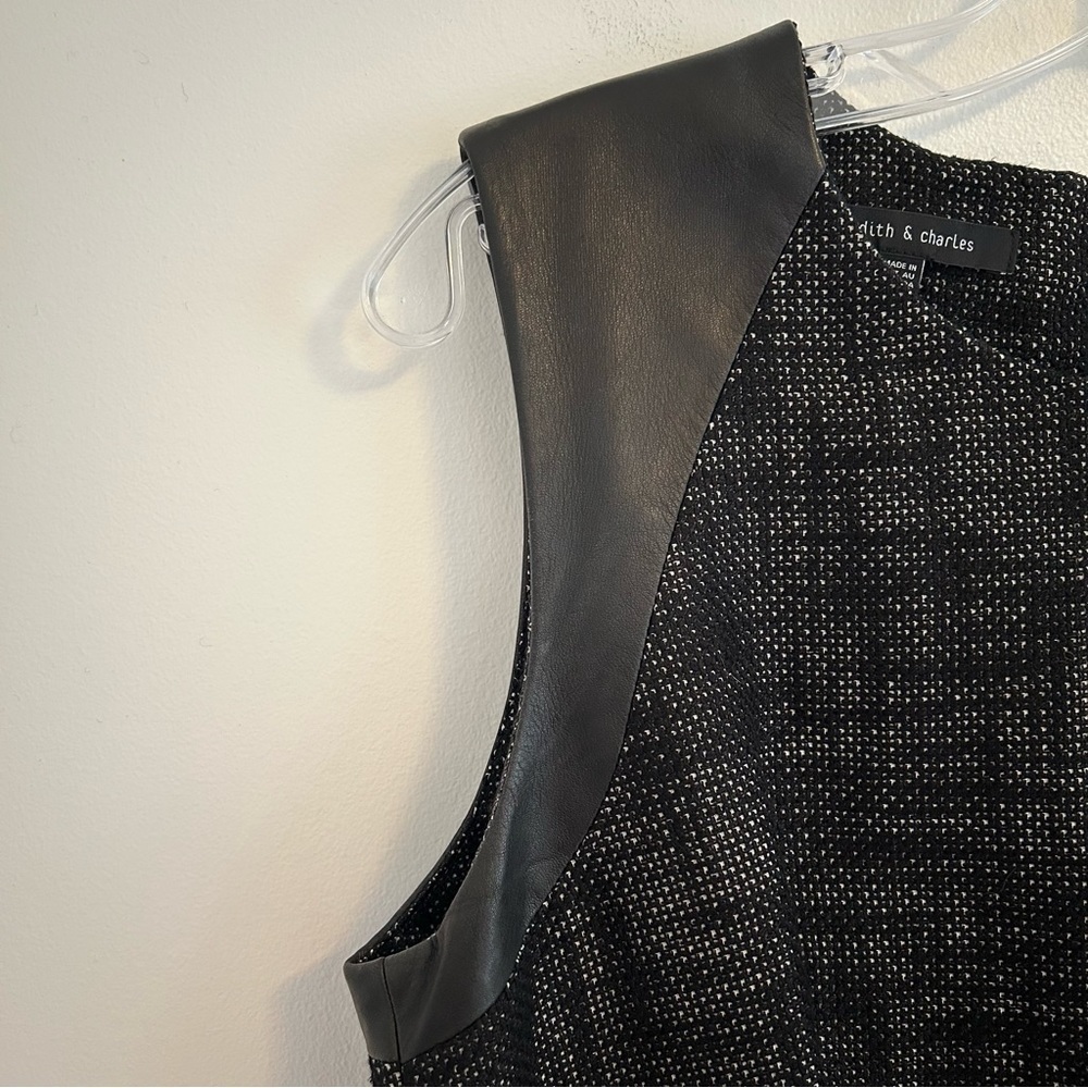 Judith & Charles Linen Blend Sleeveless Midi Dress with Leather Size 10 - Picture 6 of 17